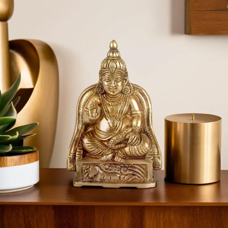 Kartique Karique Brass Kuber Murti for Home Kubera Idol for Tijori Locker Safe Vastu Decorative Items for Home Office Money Mahadosh Nivaran Murti 45 Inch - Image 1