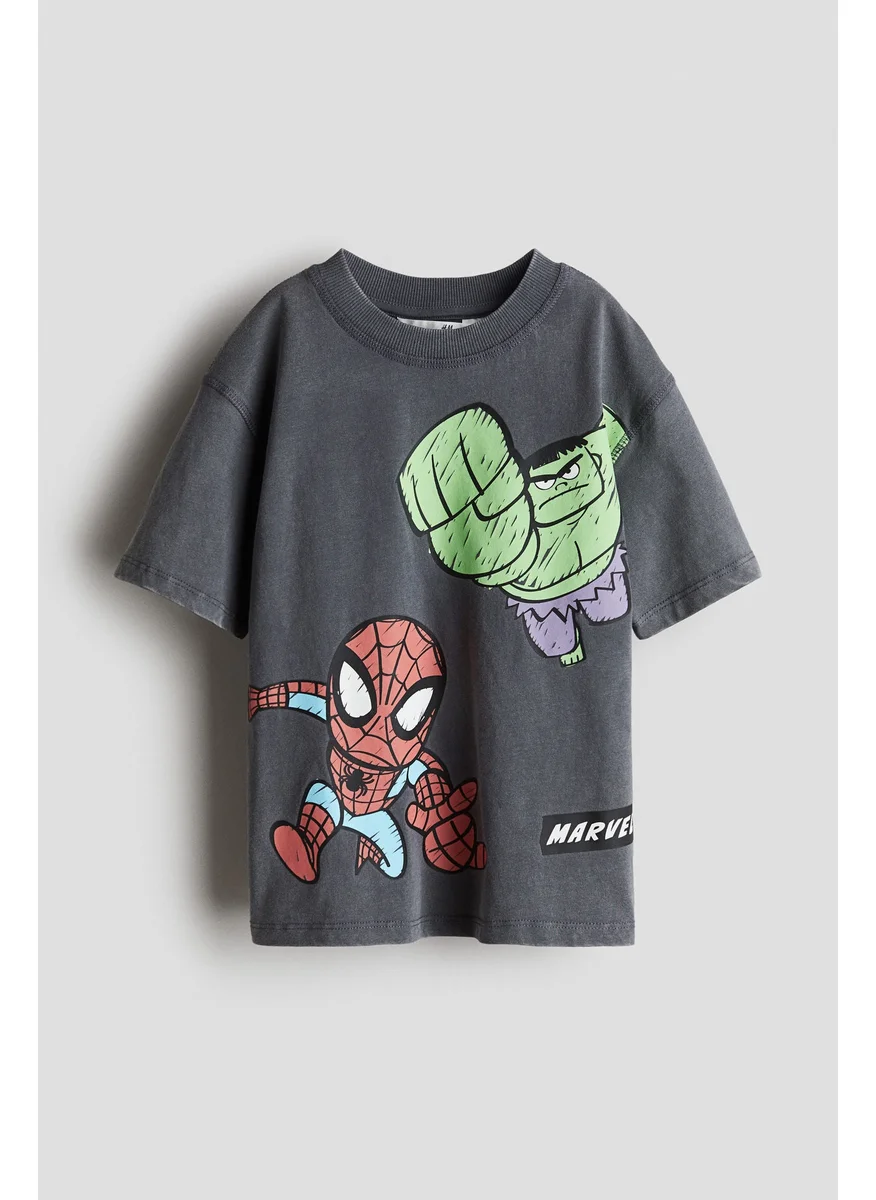 اتش اند ام Oversized Print-Motif T-Shirt