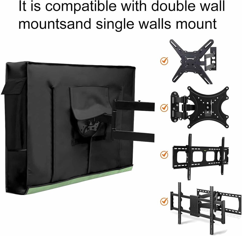 Abstract Solid Color Waterproof Outdoor TV Cover, Simple Avocado Low Saturation Outside Weatherproof TV Enclosures for 80 to 85 Inch LCD Television Shield Flat Screen Protectors - Image 5