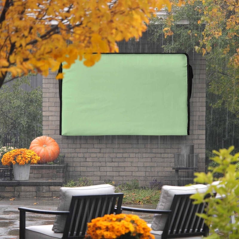 Abstract Solid Color Waterproof Outdoor TV Cover, Simple Avocado Low Saturation Outside Weatherproof TV Enclosures for 80 to 85 Inch LCD Television Shield Flat Screen Protectors - Image 2