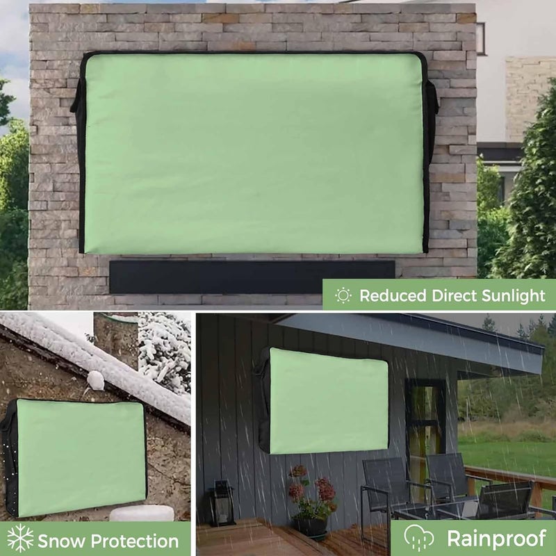Abstract Solid Color Waterproof Outdoor TV Cover, Simple Avocado Low Saturation Outside Weatherproof TV Enclosures for 80 to 85 Inch LCD Television Shield Flat Screen Protectors - Image 3