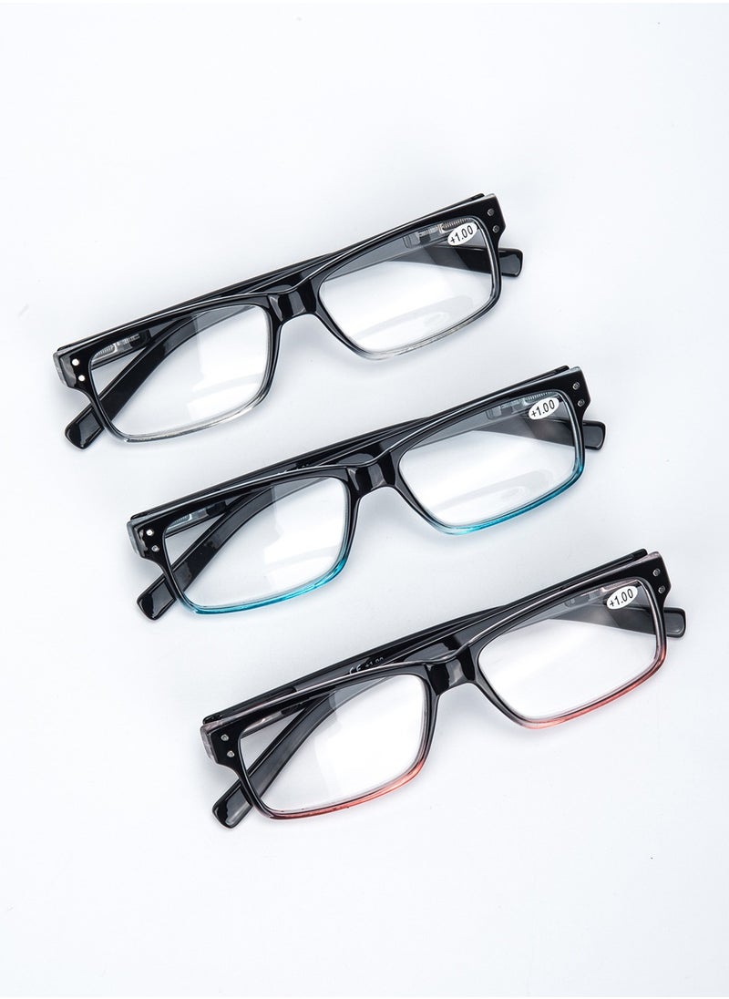 LANLANG - LANLANG 3-Pack Reading Glasses for Men Spring Hinge 3 Colors Clear Lens including 1.0-3.5 diopters L-L007 - Image 1