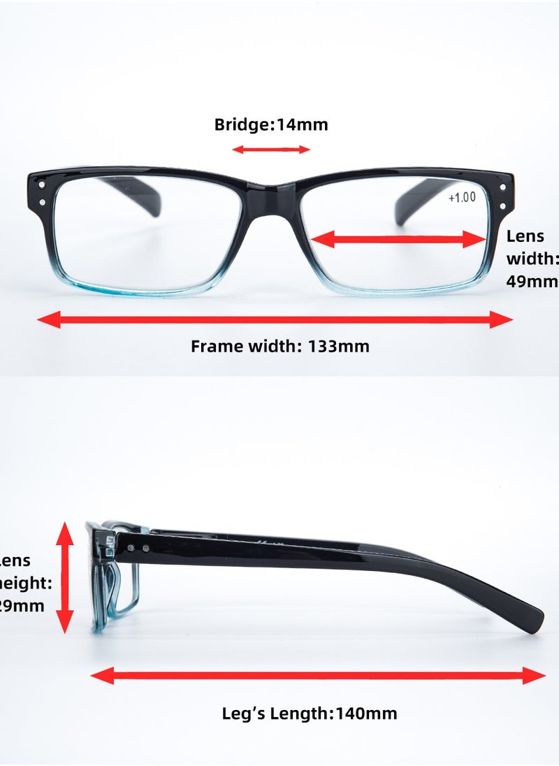 LANLANG - LANLANG 3-Pack Reading Glasses for Men Spring Hinge 3 Colors Clear Lens including 1.0-3.5 diopters L-L007 - Image 1