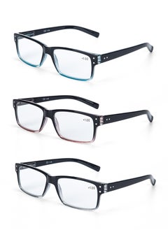 LANLANG LANLANG 3-Pack Reading Glasses for Men Spring Hinge 3 Colors Clear Lens including 1.0-3.5 diopters L-L007  - Image 1