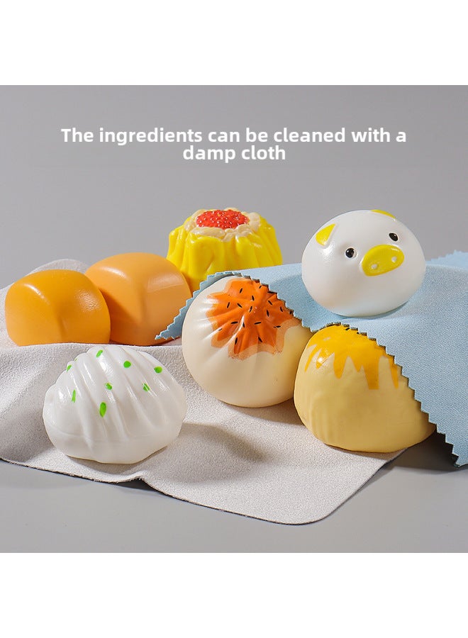 Children's Play Breakfast Kitchen Toy Simulation Dim Sum Steamer Pack Combination Baby Breakfast Pizza Hamburger Set-Color:Simulation Steamer Breakfast 【81-piece Set】 Bag - Image 5