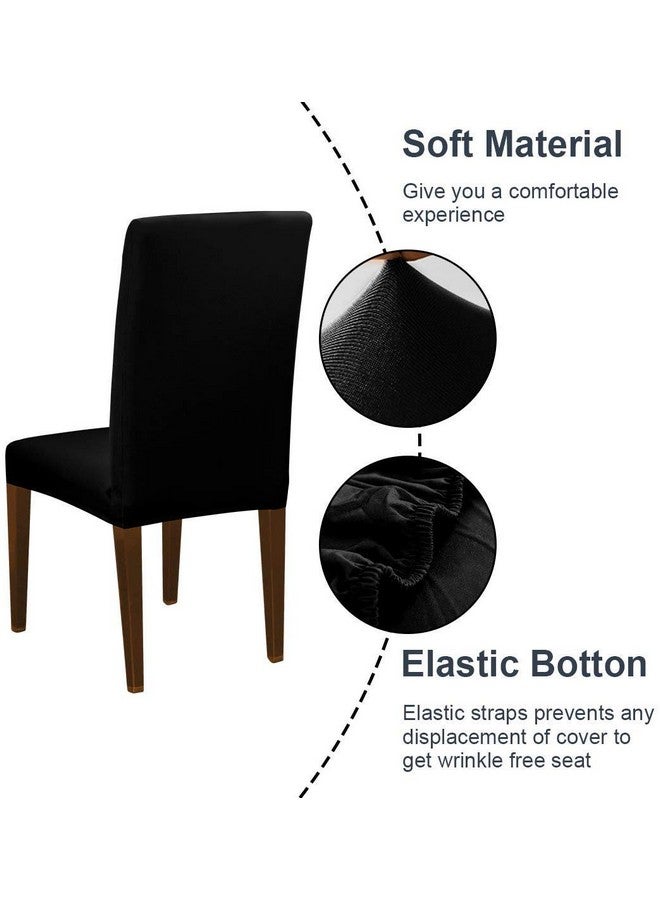 BRIDA ® Polyester Blended Elastic Stretchable Solid Dining Chair Covers - Set of 4 (Plain Black, Standard size) - Image 4