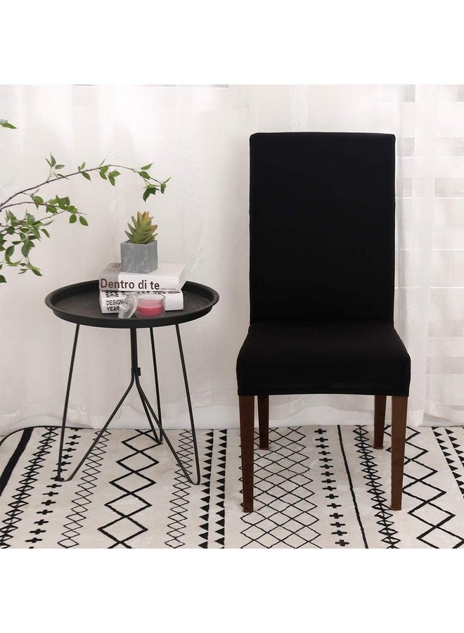 BRIDA ® Polyester Blended Elastic Stretchable Solid Dining Chair Covers - Set of 4 (Plain Black, Standard size) - Image 3