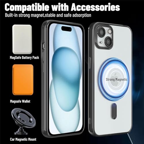 mobistyle Designed for iPhone 15 | Luxury Electroplating Mag-Safe Case | Camera Lens Protection Back Cover Case for iPhone 15 (Black) - Image 3