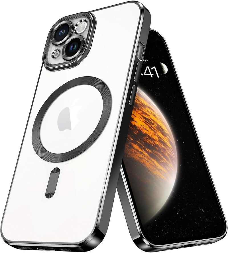 mobistyle Designed for iPhone 15 | Luxury Electroplating Mag-Safe Case | Camera Lens Protection Back Cover Case for iPhone 15 (Black) - Image 1