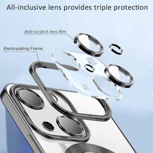 mobistyle Designed for iPhone 15 | Luxury Electroplating Mag-Safe Case | Camera Lens Protection Back Cover Case for iPhone 15 (Black) - Image 4
