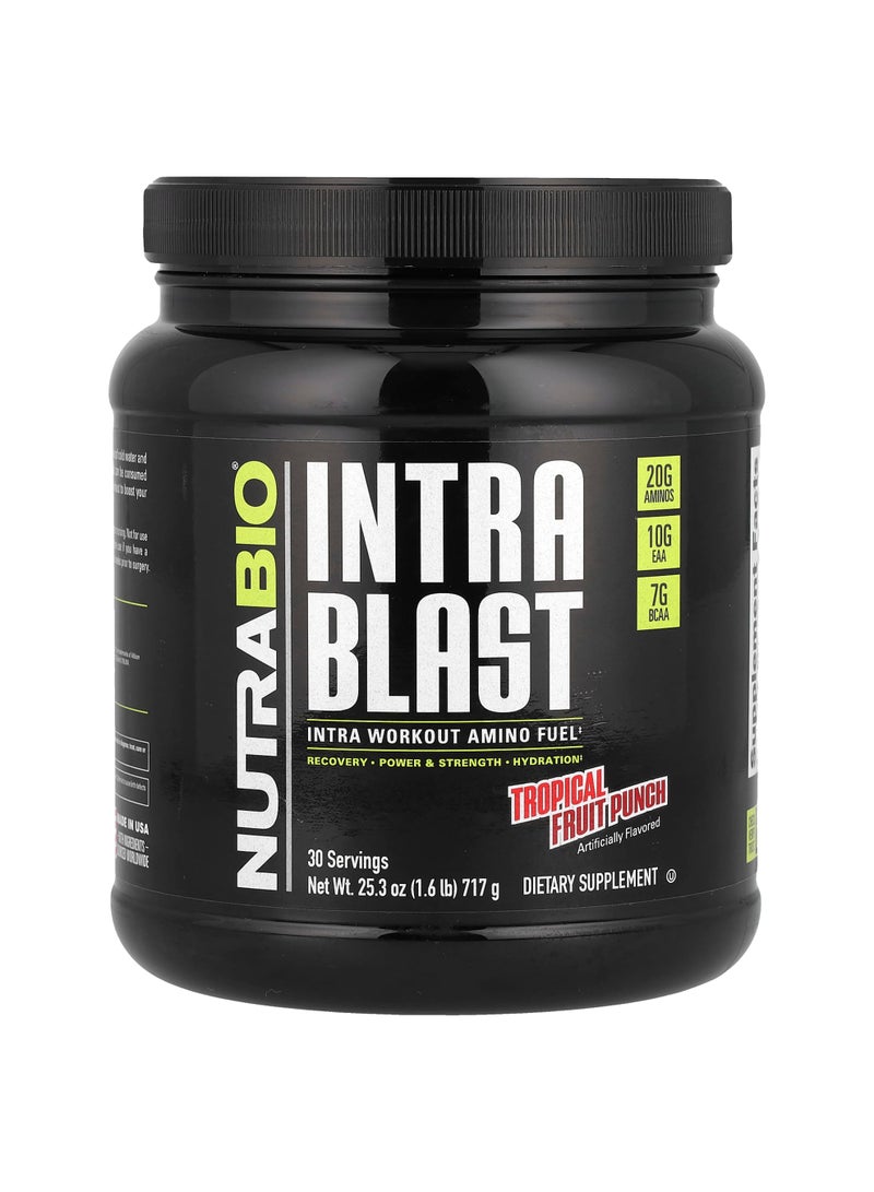 NutraBio Intra Blast, Intra Workout Amino Fuel, Tropical Fruit Punch, 1.6 lb (717 g)