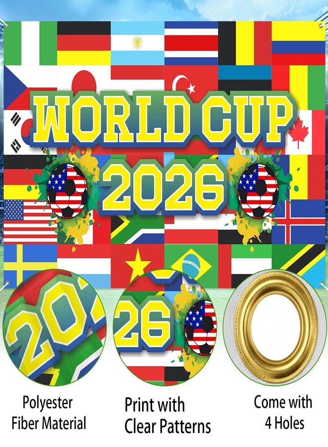 خلفية احتفالات كأس العالم 2026، مقاس 43 × 71 بوصة، خلفية نابضة بالحياة لمهرجان كرة القدم، مثالية لحفلات كأس العالم، وجلسات التصوير، وديكورات فعاليات كرة القدم. - Image 3