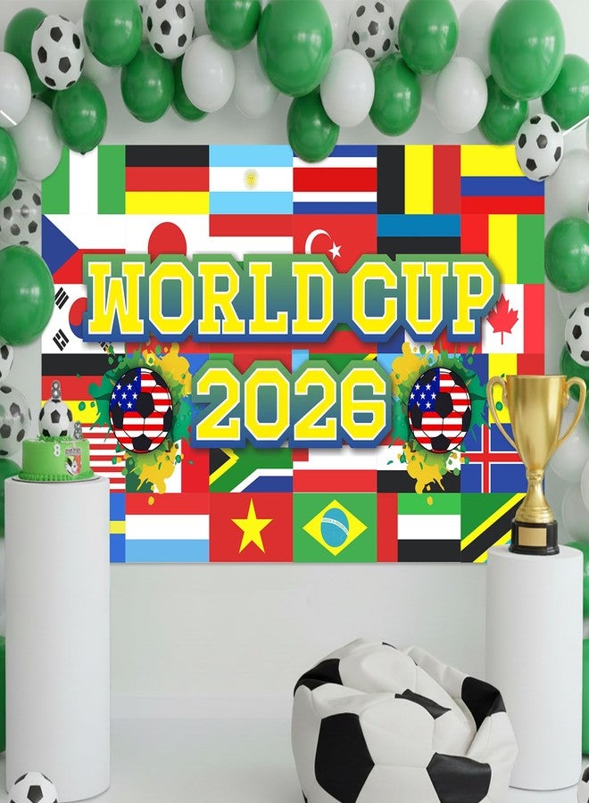 خلفية احتفالات كأس العالم 2026، مقاس 43 × 71 بوصة، خلفية نابضة بالحياة لمهرجان كرة القدم، مثالية لحفلات كأس العالم، وجلسات التصوير، وديكورات فعاليات كرة القدم. - Image 5
