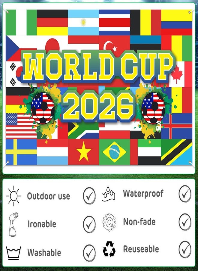 خلفية احتفالات كأس العالم 2026، مقاس 43 × 71 بوصة، خلفية نابضة بالحياة لمهرجان كرة القدم، مثالية لحفلات كأس العالم، وجلسات التصوير، وديكورات فعاليات كرة القدم. - Image 4