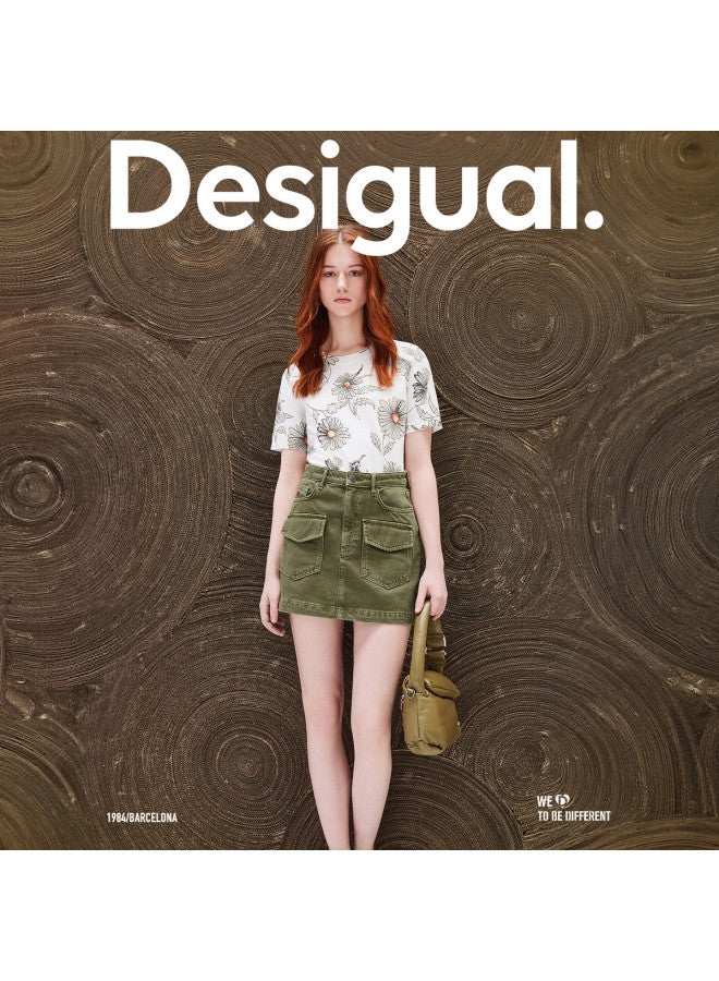 DESIGUAL تنورة جينز مغسولة مطرزة - تنورة ميني أنيقة للعمل - Image 5