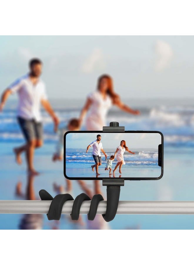 iTODOS Portable Flexible Cell Phone Holder Stand for Treadmill, Spin Bike, Bed, Car, Kitchen, Desk, Grocery Shopping Cart,Compatible with iPhone, Android, GoPro, DSLR, Action Camera(Black) - Image 4