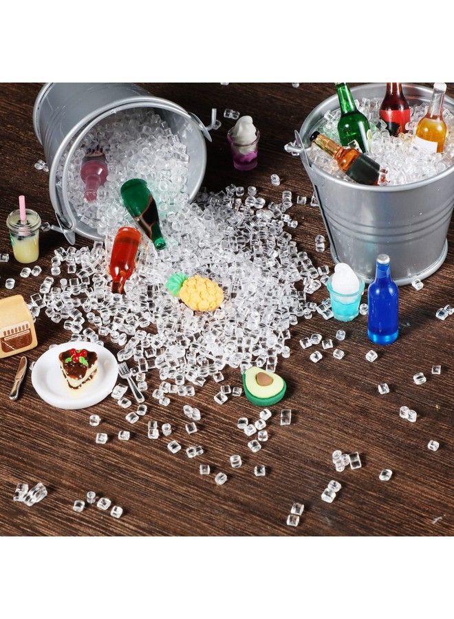 Waydress Fakes Miniature Clear Plastic Doll House Ice Cubes For Dollhouse Cups Sprinkle Decorations Fake Cake Dessert Beer Drinks Dollhouse Kitchen Food Accessories (200 G) - Image 4