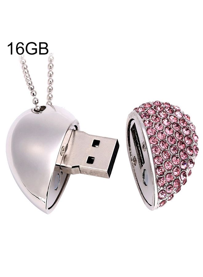 BURAQ Heart Shaped Diamond Jewelry USB Flash Disk, Special for Valentines Day Gifts (16GB)(Pink)  - Image 1