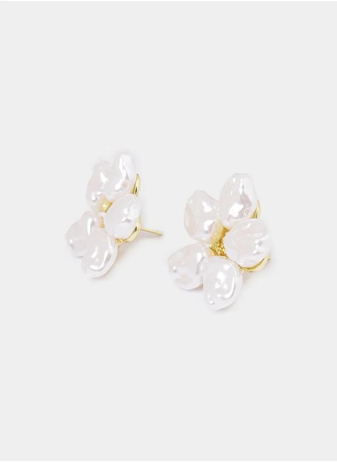 Styli Textured Floral Earrings