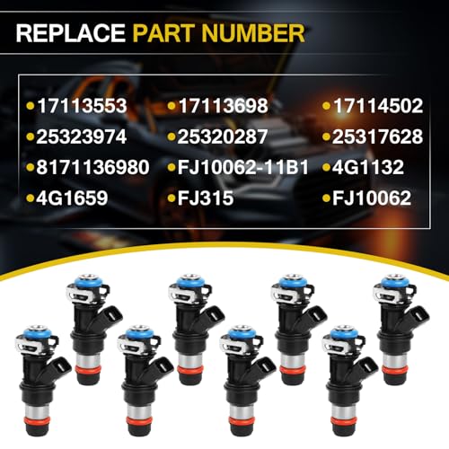 ZynoDrive 8Pack Fuel Injector Compatible for 1999-2006 Chevy Silverado Suburban Tahoe Express GMC Sierra 1500 2500 3500 Yukon Savana Cadillac Escalade 4.8L 5.3L 6.0L, Replaces FJ315 17113553 17113698 - Image 4