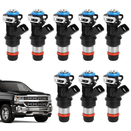 ZynoDrive 8Pack Fuel Injector Compatible for 1999-2006 Chevy Silverado Suburban Tahoe Express GMC Sierra 1500 2500 3500 Yukon Savana Cadillac Escalade 4.8L 5.3L 6.0L, Replaces FJ315 17113553 17113698 - Image 1