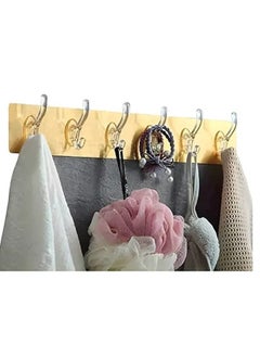 Generic 6 Hooks Multifunctional Self Adhesive Wall Hanger No Drilling Bathroom Strong Adhesive Towel Hanger  - Image 2