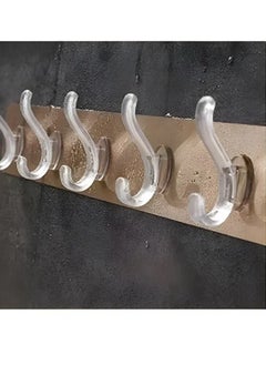 Generic 6 Hooks Multifunctional Self Adhesive Wall Hanger No Drilling Bathroom Strong Adhesive Towel Hanger  - Image 4