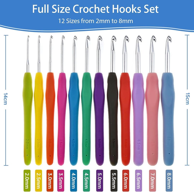 LeafLoom Crochet Hooks Set, Realplus 32 Pcs Full Size Crochet Set, Ergonomic Soft Grip Rubber Handles, Crochet Kits for Beginners Adults, Sister Gift, Crochet Hooks with Case (Green) - Image 2