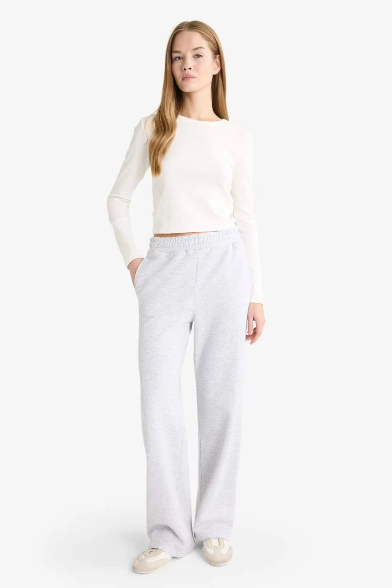 Defacto Straight Fit High Waist Thick Basic Sweatpants