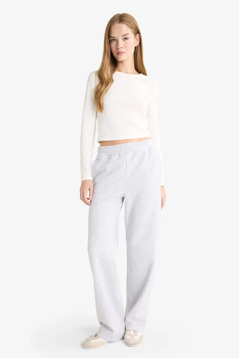 Defacto Straight Fit High Waist Thick Basic Sweatpants