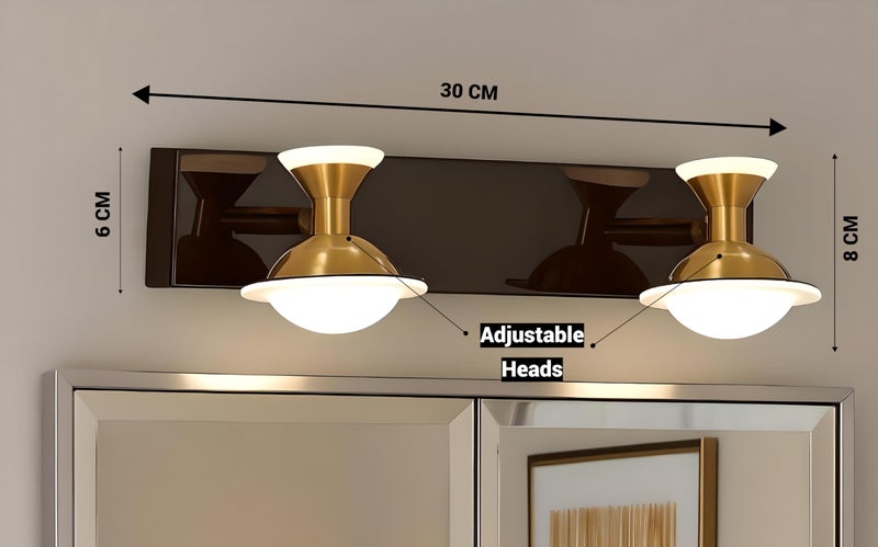 FILLISKA® 3 in 1 Double Wall spot/Picture/Display/Mirror Light with Adjustable Head and Colour Changing Function (BlackGold-6513) - Image 3