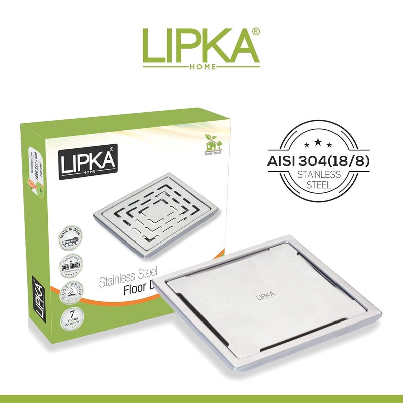 Lipka LIPKA Beta Deluxe Square Floor Drain Premium Stainless Steel 5 x 5 Inches - Image 4