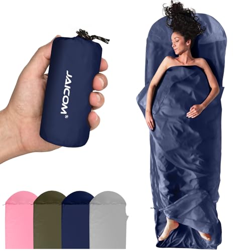 JAICOM Ultralight Sleeping Bag Liner - 5.3 oz Washable Adult Sleep Sack & Travel Sheets, Self Tan Sleep Sack with Two-Way-Zipper, for Backpacking, Hotel, Camping, Travel - Image 1
