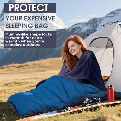 JAICOM Ultralight Sleeping Bag Liner - 5.3 oz Washable Adult Sleep Sack & Travel Sheets, Self Tan Sleep Sack with Two-Way-Zipper, for Backpacking, Hotel, Camping, Travel - Image 5