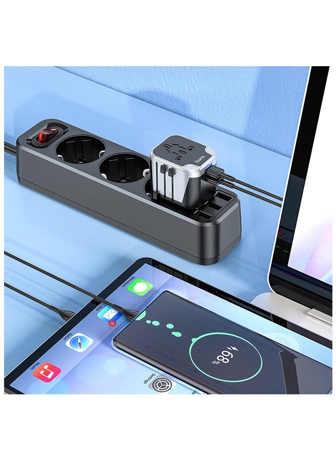 Hoco HOCO AC5 Level 12W Dual USB Port EU/UK/US/AUS Plug 4 in 1 Socket Universal Travel Conversion Charger  - Image 5