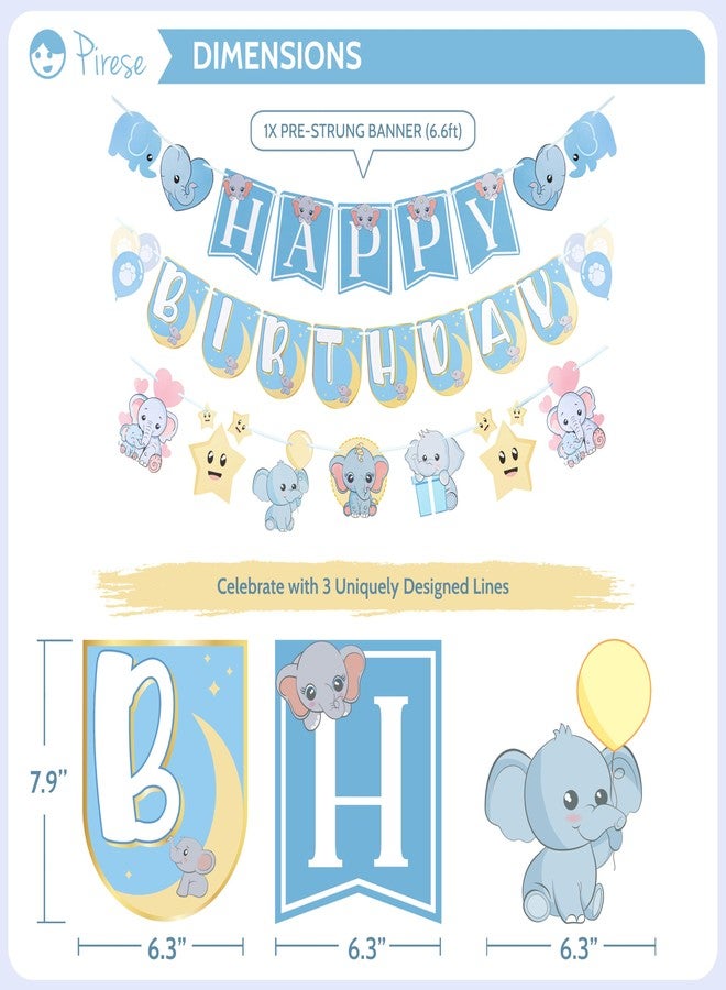Pirese Elephant Birthday Banner Kit, Baby Elephant Party Decorations with Balloons, Cute First Birthday Decor for Boys or Girls, Jungle Safari Baby Shower Supplies - Image 3
