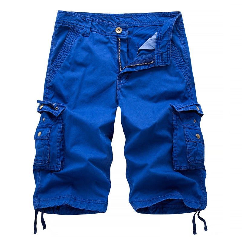Summer New Loose Casual Mens Workwear Large Size Casual Open Placket Multi-Pocket Solid Color Cotton Pants Army Green  - Image 3