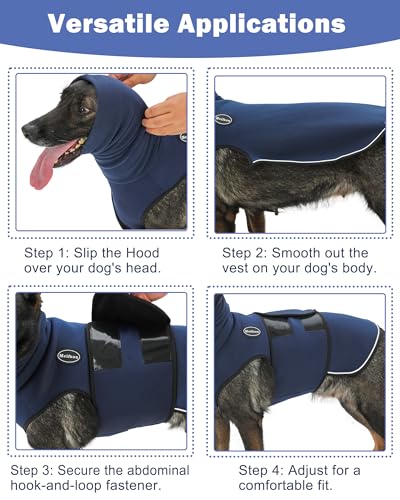 Meifsou Dog Anxiety Vest with Hood, Skin-Friendly Thunder Jacket for Dogs, All-in-One Dog Calming Shirt with Hood for Thunder, Fireworks, Separation - Keep Pet Calm Without Medicine, Army Green, M - Image 5