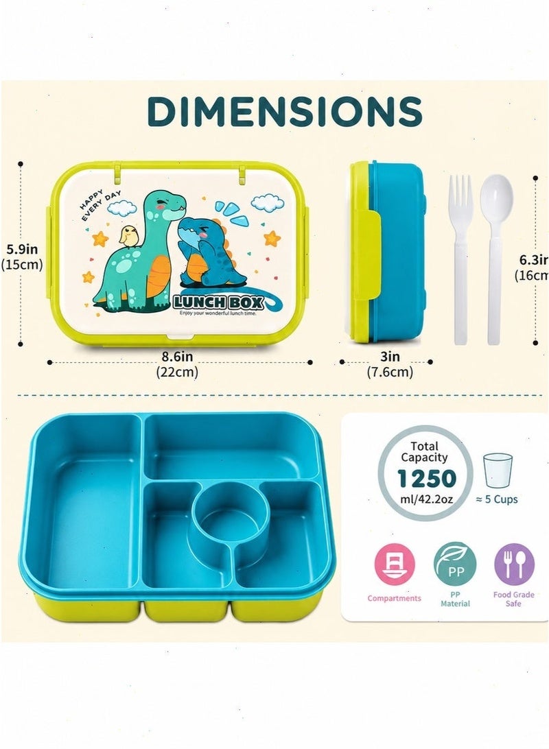 Lunch Box for Kids, Stackable 5-Compartment Leak-Proof Bento Box with Sauce Cups, Reusable Portable Food Container for Daycare, School, and Picnics - Image 4