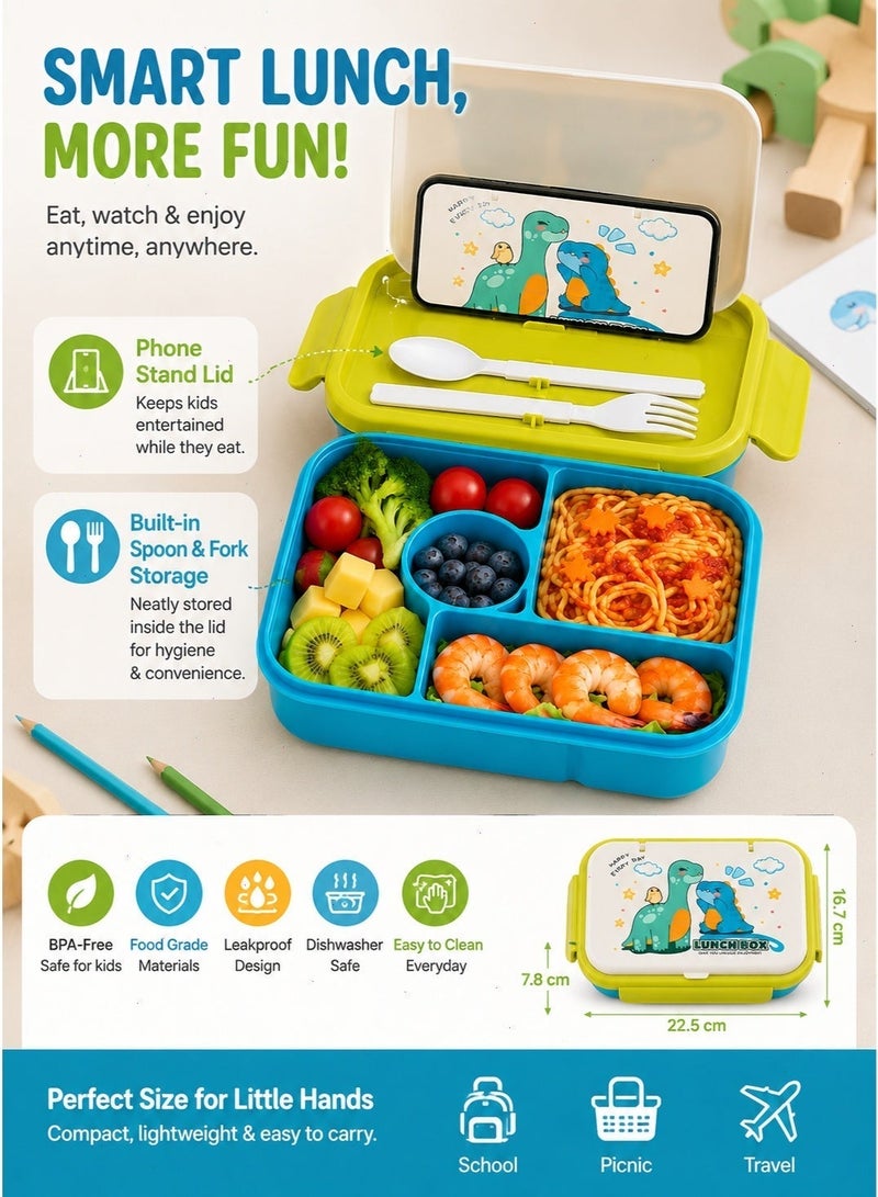 Lunch Box for Kids, Stackable 5-Compartment Leak-Proof Bento Box with Sauce Cups, Reusable Portable Food Container for Daycare, School, and Picnics - Image 2