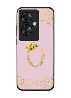 Stylizedd Rugged Black edge case for Oppo Reno11 F / Oppo F25 Pro 5G, Slim fit Soft Cover - Custom Monogram Initial Letter Floral Pattern Alphabet - O (Pink)  - Image 1