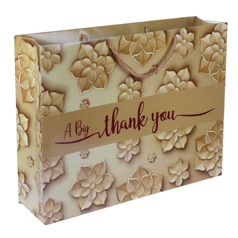Arrow Paper Products A Big Thank You Golden Design Printed Gift Bags For Gifting Weddings Birthday Holiday Presents Size 12 X 16 X 4 Inch Pack of 25