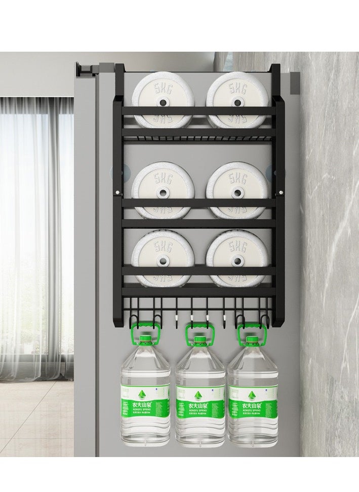 Generic - Fridge Shelf Made of Compacted Carbon Steel, Spice Rack, No Drilling, 3-Tier Hanging Shelf with 8 Hooks, Hanging Kitchen Shelf, Spice Organiser with Large Capacity - Image 1