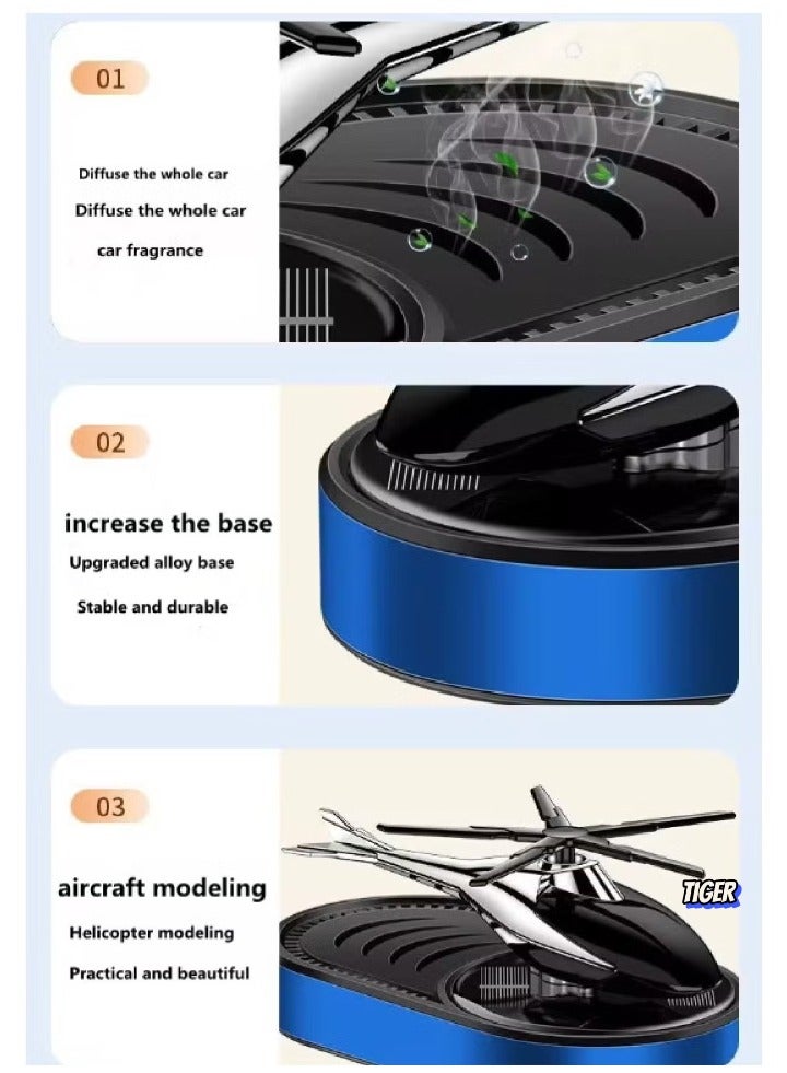 TIGER Car Air Freshener Mini Helicopter Rotating Solar Airplane, Solar-Powered Car Freshener, Rotating Design for Fresh Scents, Stylish Car Decor, Eco-Friendly, Ideal for Cars, Trucks, and Offices  - Image 2