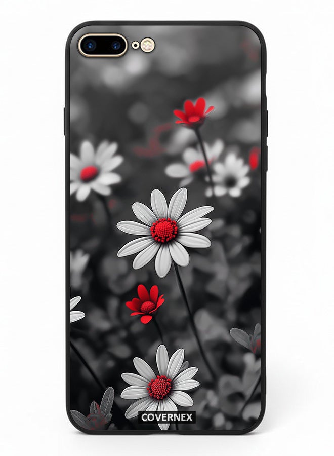 Covernex Apple iPhone 7 Plus Protective Case Cover Printed Featuring Midnight Daisies Set of Flowers - Image 2