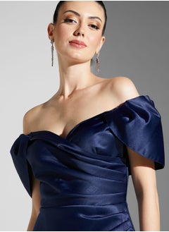 Namshi x Zena Louay Bardot Gathered Wrap Dress  - Image 4