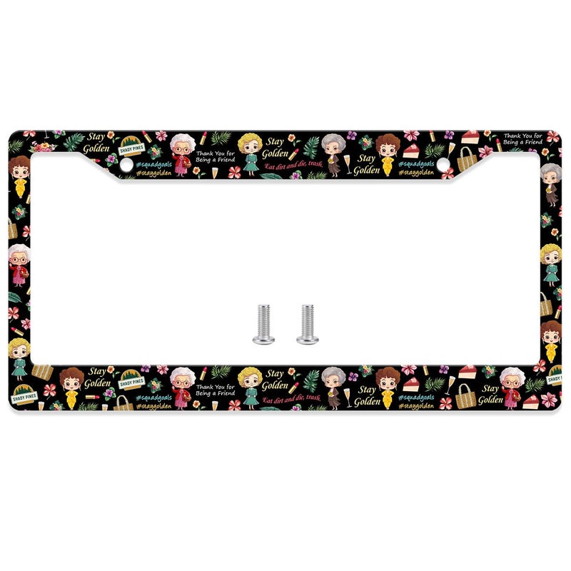 GENANY Best Friends License Plate Frame License Plate Frames Stay Goden Car License Plate Cover Fits Standard US Vehicles Women Car Accessories Personalised Car Decorations for Women - Image 3