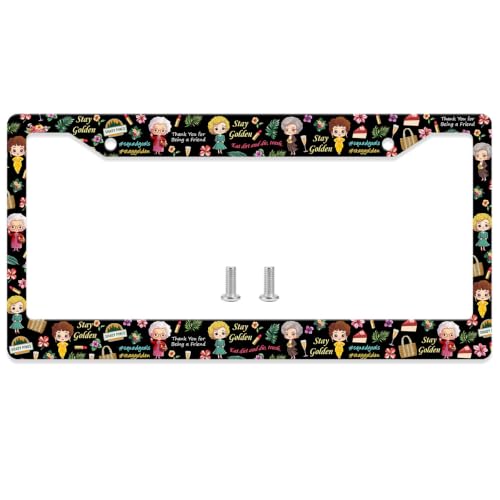 GENANY Best Friends License Plate Frame License Plate Frames Stay Goden Car License Plate Cover Fits Standard US Vehicles Women Car Accessories Personalised Car Decorations for Women - Image 1