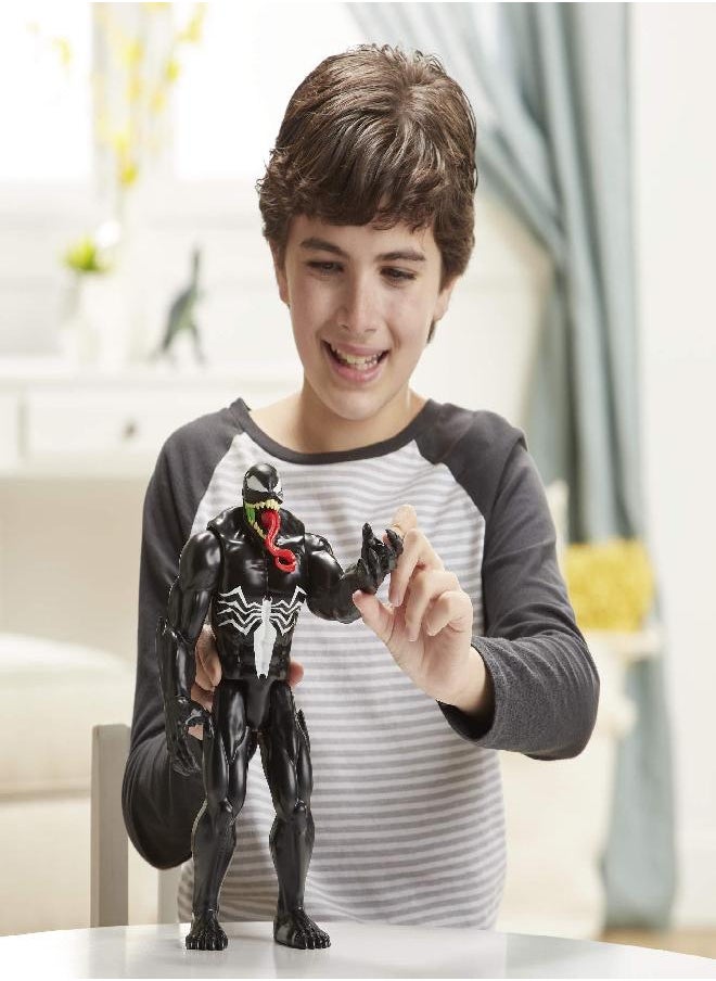 Spider-Man Spider-Man Maximum Venom Titan Hero Venom Action Figure, Inspired by The Marvel Universe, Blast Gear-Compatible Back Port, Ages 4 and Up, Black  - Image 3