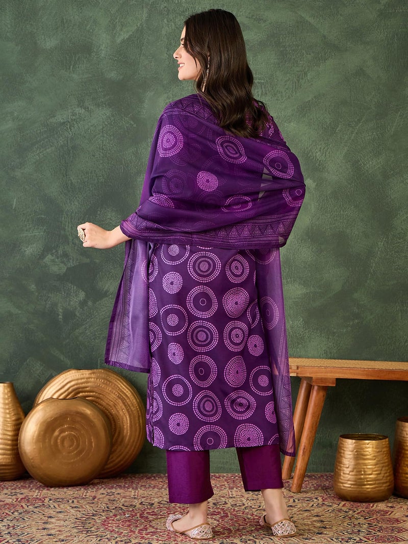 Naixa Women's Rayon Embroidered Straight Kurta with Pant and Dupatta Sets (NX-732-Purple-L) - Image 4